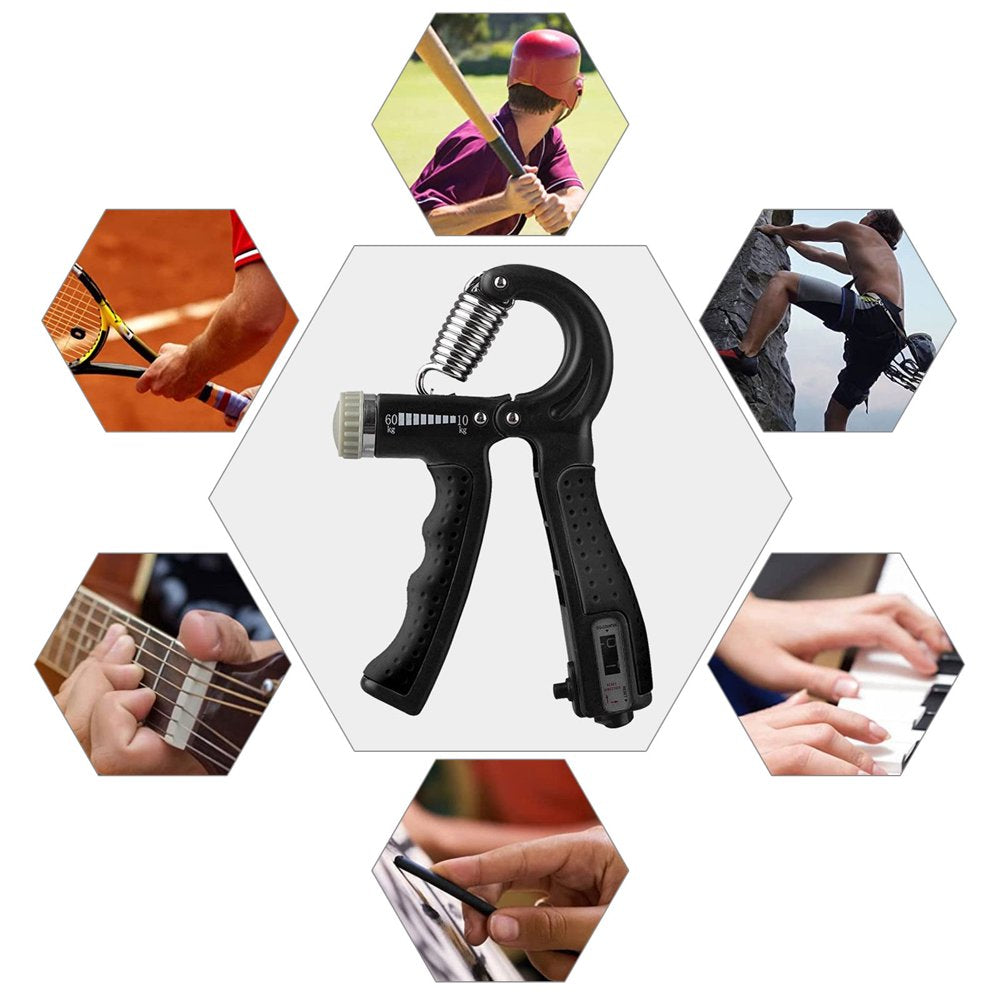 Hand Grip Strengthener,  Hand Squeezer Exerciser Adjustable Resistance 22-132Lbs for Forearm Finger Train, Black